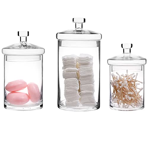 Mygift 6 Piece Clear Glass Apothecary Jar Set With Clear Lid - Decorative Kitchen And Bath Storage Canisters, Wedding Centerpiece Jars, Candy Buffet With Lids #TOP5
