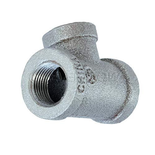 Supply Giant HNSU0381 3/8" x 1/4" Galvanized Malleable Reducing Tee with Female Threaded Fitting