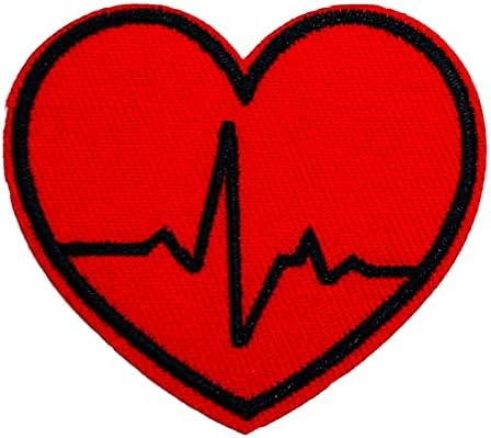 Wikineon Iron On Embroidered Patch, Medical Heart EKG Patch - Embroidered Applique Badge Iron On/Sew On DIY Clothing Accessories, Perfect for Backpack, Clothes, Hats & Jeans