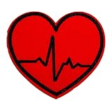 Wikineon Iron On Embroidered Patch, Medical Heart EKG Patch - Embroidered Applique Badge Iron On/Sew