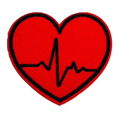 Wikineon Iron On Embroidered Patch, Medical Heart Ekg Patch - Embroidered Applique Badge Iron On/Sew On Diy Clothing Accessories, Perfect For Backpack, Clothes, Hats & Jeans #TOP1