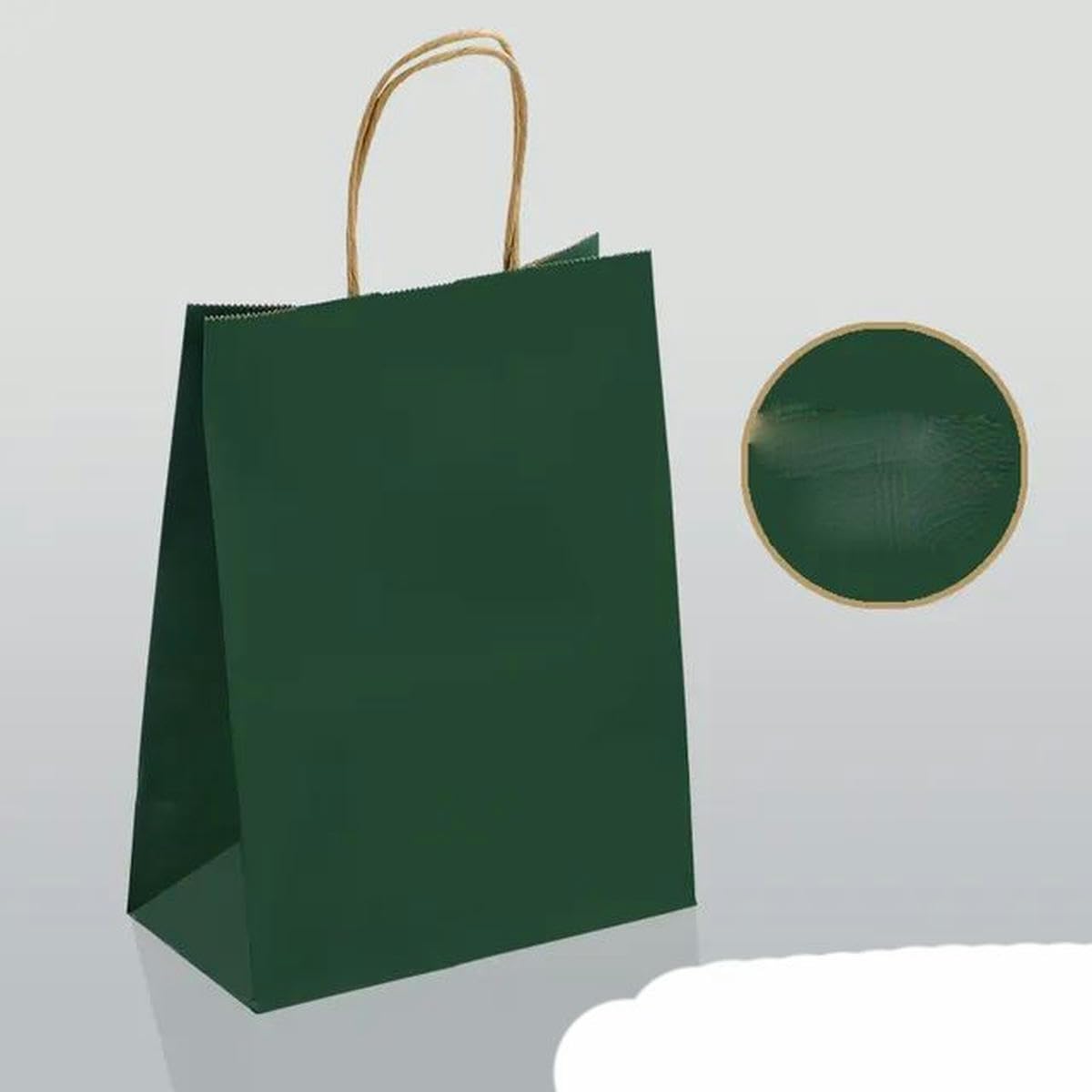 10/30/50 piezas Bolsas de papel para regalo de fiestas navideñas Bolsas de papel con asa Bolsas para compras de joyas, Navidad, bodas, regalos Bolsas de papel de colores - Verde negruzco - 15 x 21 cm