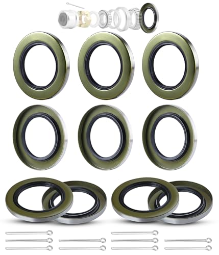 Image of 10Pack 2.125 inch ID x 3.376 inch OD Double Lip Grease Seal with 10 Cotter Pins for 5200-7000lb Trailer Axles Wheel Hub Assemblies, Replace for 10-10 21333TB #42 Spindles Dexter DL-2125-03 Bearing Grease Seal
