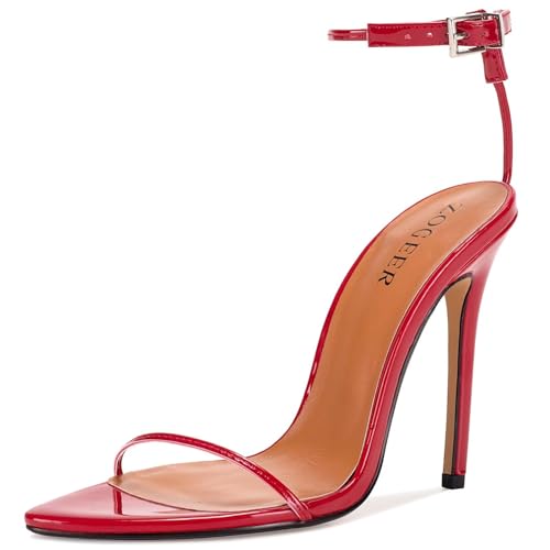 Image of Women's Stiletto High Heeled Sandals Sexy Strappy Open Toe Black Red Heels Wedding Party Evening Prom Dance Dressy Shoes
