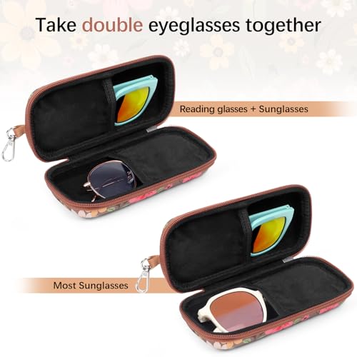 Image of Double Eyeglasses Case Hard Shell Dual Sunglasses Organizer with Zipper Closure Travel Eyewear Storage for Vehicle