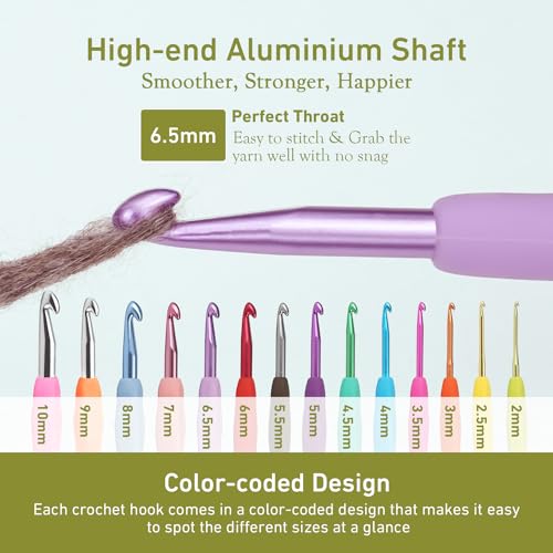 Image of 6.5mm Crochet Hook, Super Smooth 6.5 mm Ergonomic Crochet Hooks for Beginners, Comfort Crochet Needle for Arthritics, 1 Pack