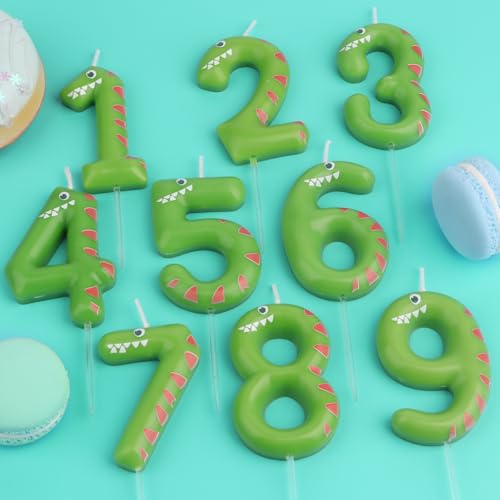 Dinosaur Number Birthday Candles,Jungle Party Happy Birthday Decorations Cake Number 2 Candle,Cupcake Topper for Boys Girls Kids Dinosaur Forest Theme 2nd Birthday Party Decorations - Image 2