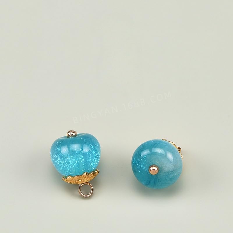 Guziki perłowe Guziki perłowe, 20 szt., 11 mm, cekiny w kolorze jeziora, półokrągłe, gruszka, do rękodzieła z żywicy, guzik trzonkiem(Lake Blue)