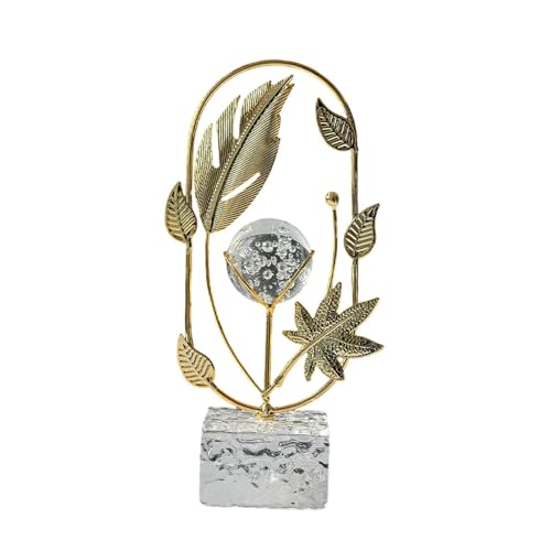 LOVIVER Boule décorative en verre et métal avec socle, style moderne et élégant, idéale pour un meuble TV, un café ou un salon. Parfaite comme cadeau de,...