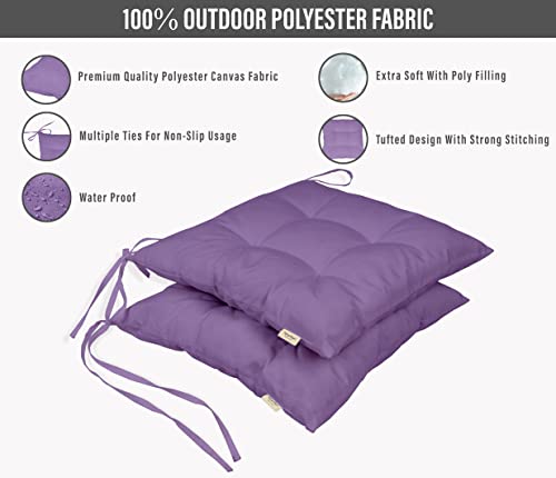 Vargottam Indoor/Outdoor Tufted Square Seat Patio Cushion Set Of 2 Water Resistant Patio Furniture Seat Cushion 19 Inches (Lavender) #TOP2