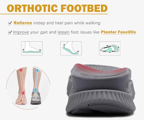 Image of KuaiLu Womens Orthopedic Walking Sandals with Comfortable Arch Support Plantar Fasciitis Relief Summer Outdoor Hiking Sport Recovery Adjustable Strap Athletic Chunky Cushion Shoes
