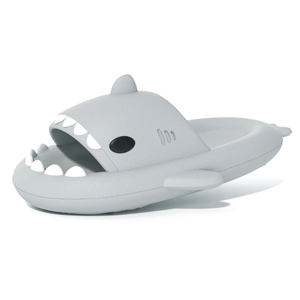 welltree Shark Slides for Women and Men Novelty Pillow Slippers Open Toe Shark Sandals Cushioned Cloud Slides