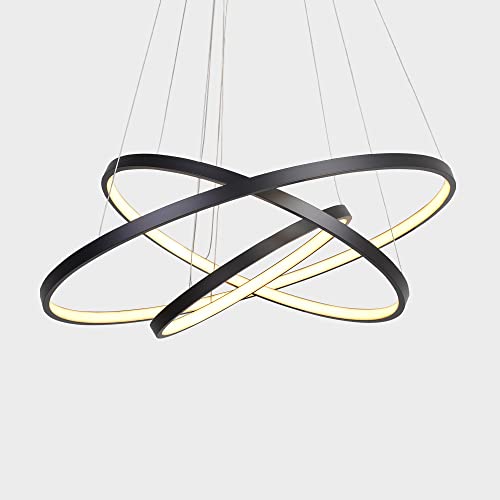 Éclairage de plafond dimmable LED moderne grand lustre contemporain salon 5 anneaux