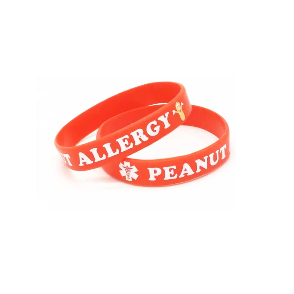 Caiyao Hearing Impaired Medical Alert ID Bracelets Blood THINNER Diabetic Type 1/2 Rubber Medical Awareness Emergency Warning Wristbands Bracelet-PEANUT ALLERGY