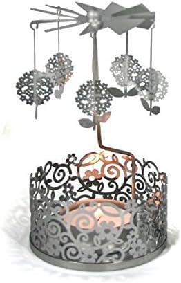 Garden Filigree Carousels 'Flower' Design - Stylish Ornate Christmas / All Year Tealight Holder That Rotates