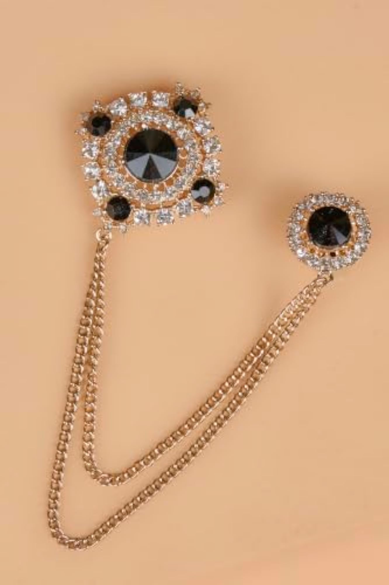 Black Stone Brooch, Elegant Accessory