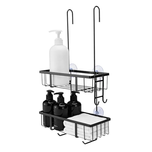 Étagère de douche à suspendre double niveau 60 cm noir