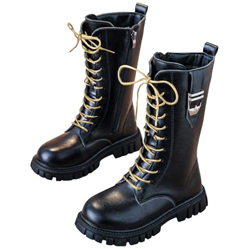 Bottes Et Bottines Enfant Fille, Blanche Cuir Confort Chic Montantes Cowboy Botte Equitation à Lacets Confortable Chaussures Antidérapant Fermetures Éclair...
