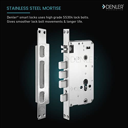 Image of Denler F6 7-in-1 Smart Door Lock | Inbuilt Wi-Fi | Anroid & iPhone app Support | Fingerprint | RFID Card | PIN | Key | Rechargeable Battery | 5 Years Warranty for 35 to 100mm Doors