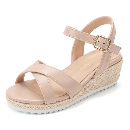 Image of PANDNAINJIA Girls Sandals Wedge Platform Heels Dress Shoes