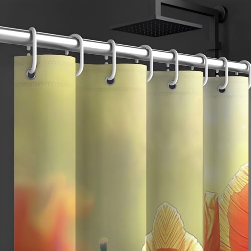Rideau de douche champ de coquelicots en polyester imperméable 180x180 - 6
