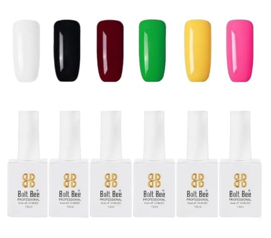 Image of Bolt Bee Gel Polish Kit, 6 Colors Light Soft Sakura White Nude Spring Soak off Nail Art Design Manicure Kit at Home (11)