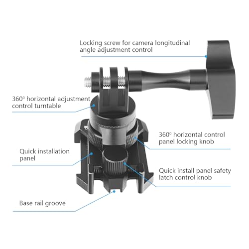 Image of Forevercam 360Rotate Aluminum Helmet Mount for Gopro Hero 13 12 11 10 9 8 DJI Osmo Insta360 AKASO and Other Action Camera Quick Release Buckle Clip Basic Base Mount