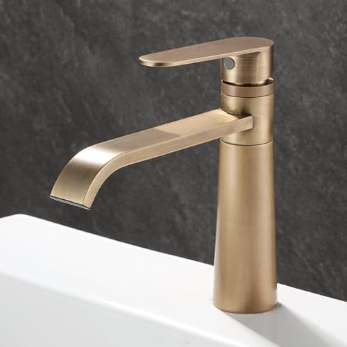 Robinet de salle de bain anti eclaboussure cascade haut retro pivotant laiton
