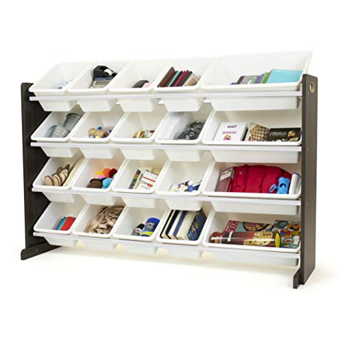 Humble Crew Toy Storage 20-Bin Organizer, Espresso/White