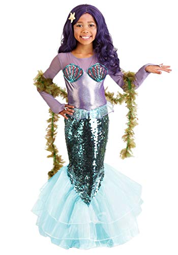 Disfraz de sirena morada para niña miniatura 2