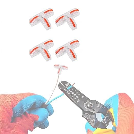 Image of ZIVIK 4 Pcs T-Shape 3 Way Wire Conductor Quick Cable Splitter Electrical Connectors Push-in Terminal Block Universal Wire Connectors for AWG 28-12 Cable, Wire Connector /Wire Jointer Cable Clamp