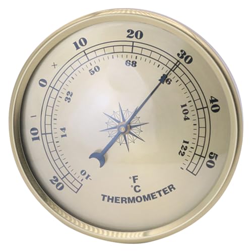 HOLIDYOYO Round Metal Thermometer Gauge Digital for Indoor Outdoor Use Compact Design for Living Office Garden More Accurate Measurement