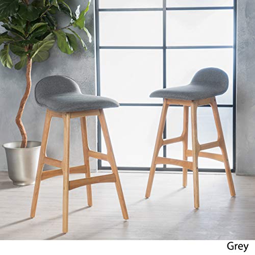 Christopher Knight Home Anatoli Fabric Barstools, 2-Pcs Set, Light Grey #TOP1