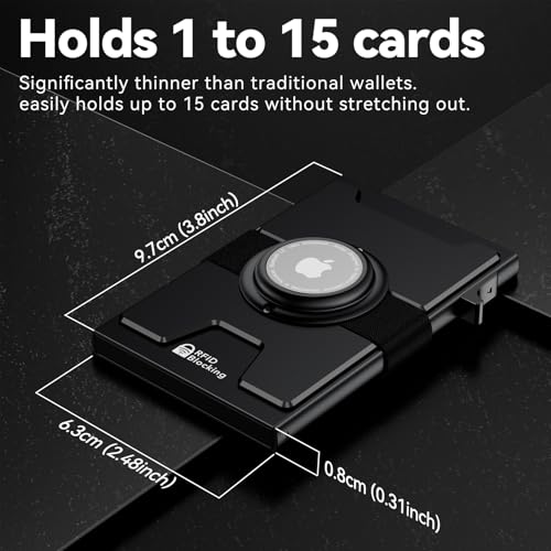 furid Smart Airtag Wallet Men: Metal Wallet with Airtag Holder - Apple Air Tag Wallet for Men Airtag, Slim Minimalist Pop Up Card Wallet3