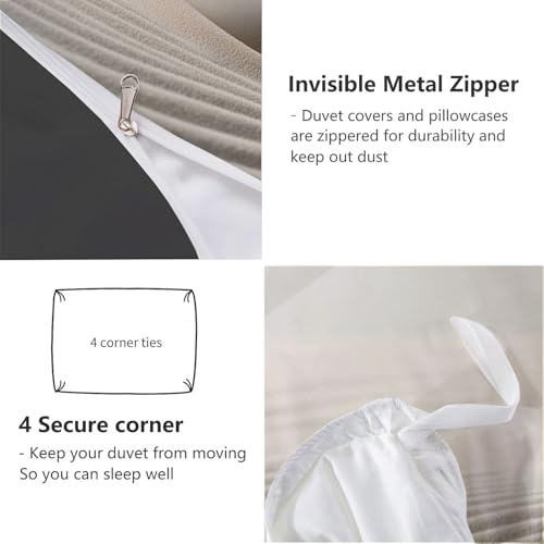 Housse de couette microfibre de qualité supérieure parure beige zen - 6