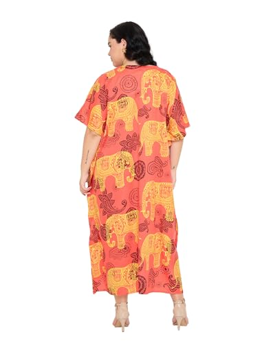 Image of Gypsie Blu Women Plus Size Kaftan Dress Beach Cover Up Maxi Dresses for Women, V-Neck Kimono Sleeve 1X-3X