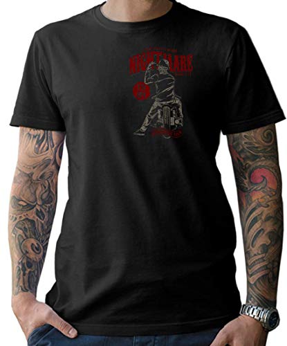 NG articlezz Camiseta Hombre Pesadilla Ciclista u0096 Motocicleta Freddy Oldschool Camiseta Talla S u0096 5XL - con Frontal y Dibujo en la Espalda - Negro/Negro, 3XL