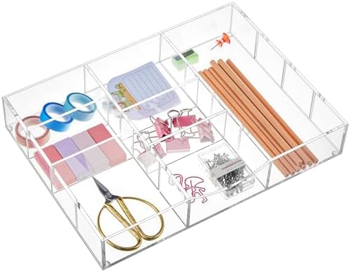 Acrylic Drawer Organizer Clear Desk Drawer Organizer Trays with A...