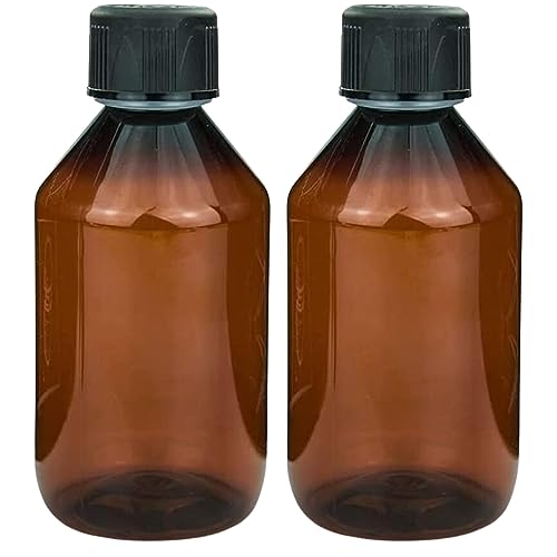 mikken 2 botellas de laboratorio marrones de 250 ml para e-líquido, productos químicos, etc. + etiquetas
