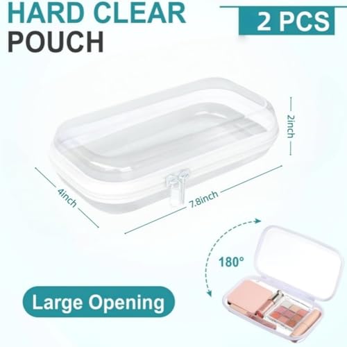 Image of Thickened Clear Hard Shell Zipper Case,Professional-Grade Plastic Clear Zipper Pencil Case, Toiletry Pouch, Travel Organizer, Cosmetic Bag, Toy Storage Bins (2PCS-M)