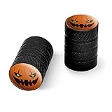 Jack-o'-lantern Pumpkin Face Halloween Decoration Motorcycle Bicycle Bike Tire Rim Wheel Aluminum Valve Stem Caps