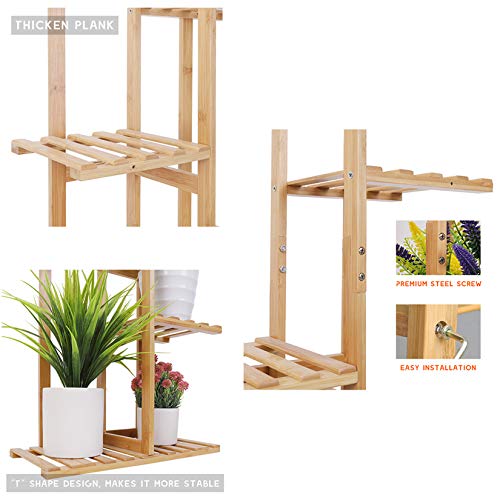 Unho 7-Potted Bamboo Plant Stand: Tall Flower Pot Rack Wooden Planter Holder Corner Display Shelving Unit For Patio Garden Yard Living Room #TOP6