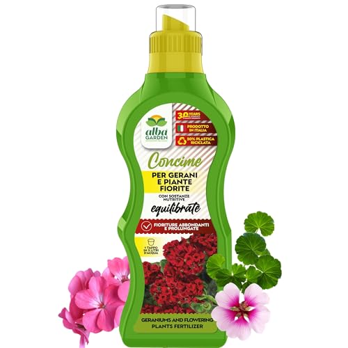 Albagarden - Concime Per Gerani E Piante Fiorite - 1 KG - Fertilizzante Per Abbondanti Fioriture...