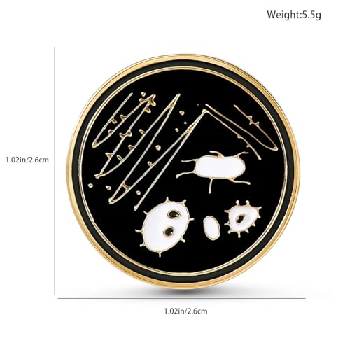 Image of Dr's gift Bacterial Petri Dish Enamel Brooch Lapel Badge Pin for Backbag Hat Science Lab Jewelry for Microbiologists Biology Students Researchers Gift