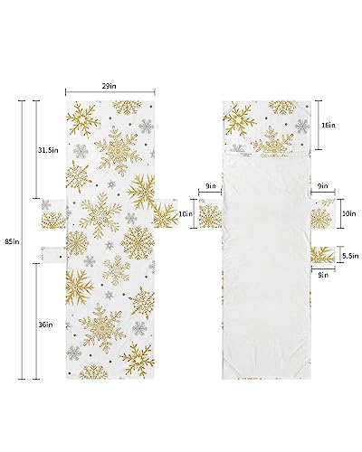 Xmas Gold Grey Snowflake, Beach Lounge Chair Towel Cover, Soft Chaise Lounge Towel with Side Pockets Patio Pool Chairs Cover for Beach/Pool Sunbathing 29x85 Merry Christmas Winter Holiday