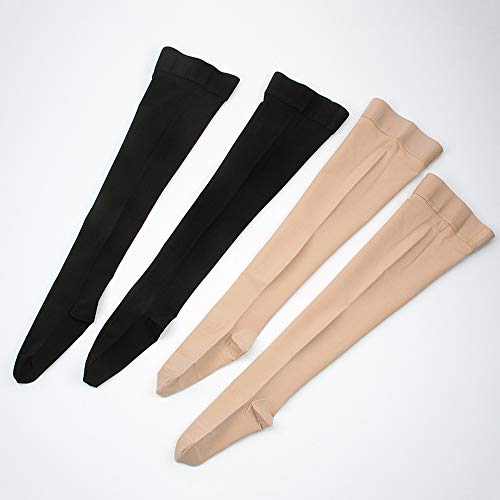 3 pares de meias femininas de compressão de comprimento alto na coxa, meias de compressão acima do j