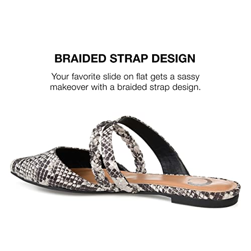 Journee Collection Womens Olivea Mule With Braided Strap Detail And Pointed Toe, Snake, 10 #TOP2