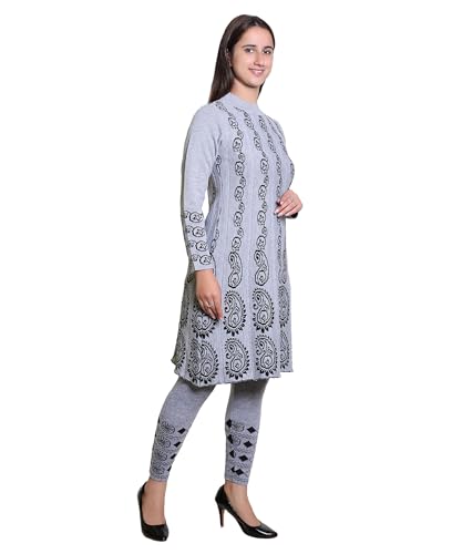 Image of Grand Line Women's Acrylic Woolen Winter Wear Warm Kurta with Palazzo Set