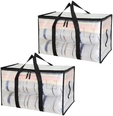 2 Piezas 90L Bolsas Almacenaje Ropa con Asa,Caja de mudanza Trans...