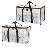 2 Piezas 90L Bolsas Almacenaje Ropa con Asa,Caja de mudanza Transparente,Bolsa...